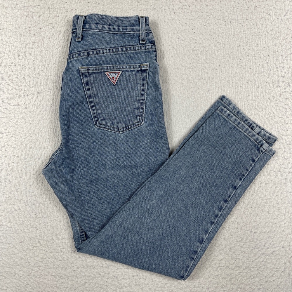 Guess Jeans Womens 29 (Fit 26x27) Blue High Waisted Mom Tapered 90s Vintage USA